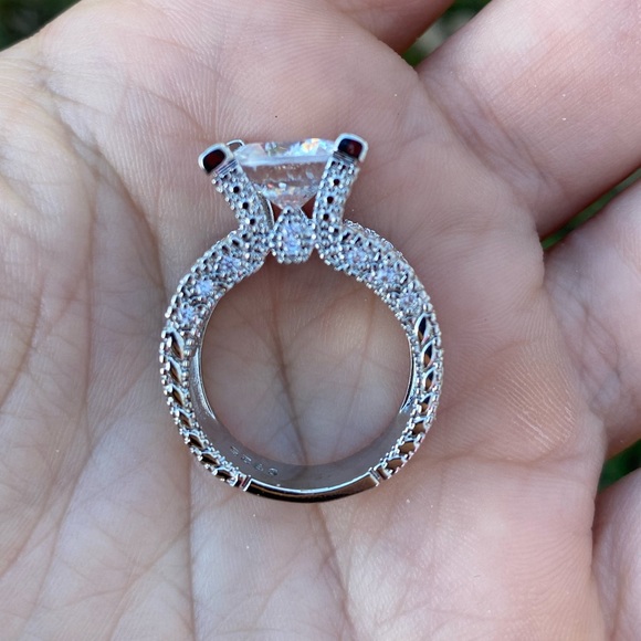 New 925 Silver Wedding Ring Sapphire Size 6-10 - Picture 3 of 11